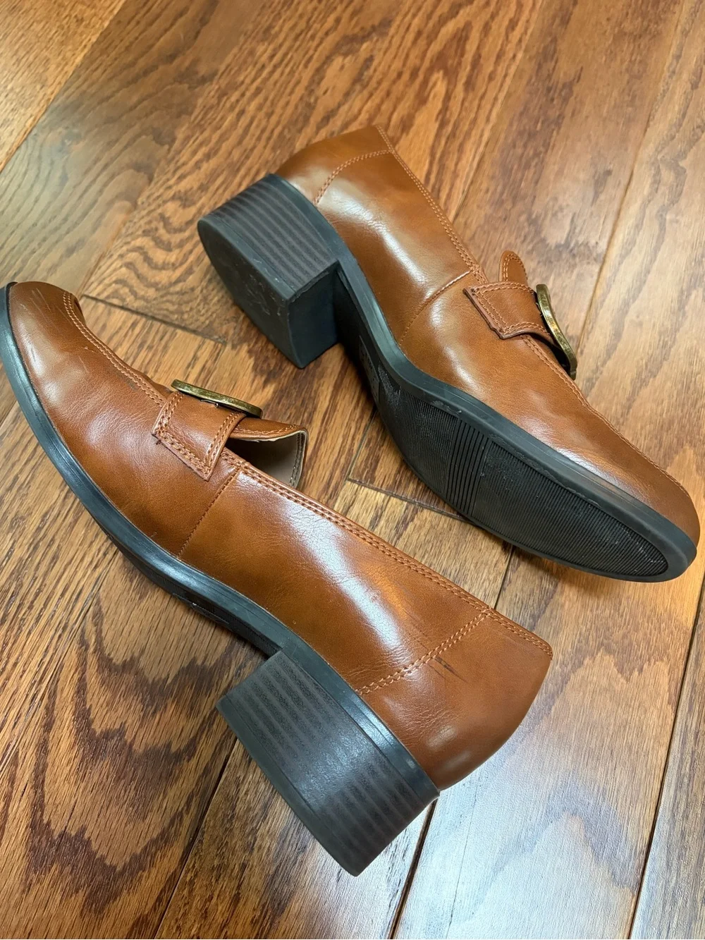 Naturalizer Natesa loafers brown tan gold buckle size 9